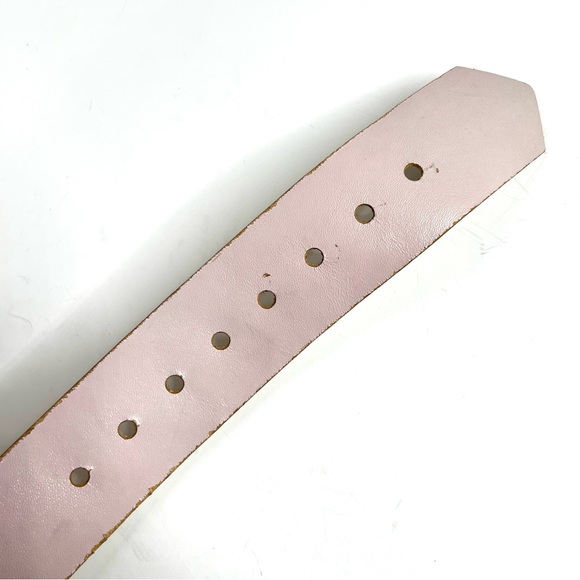 Vintage 90s Le Chateau Baby Pink Vegan Leather Belt Big Silver Buckle Wide S/M - Picture 12 of 15